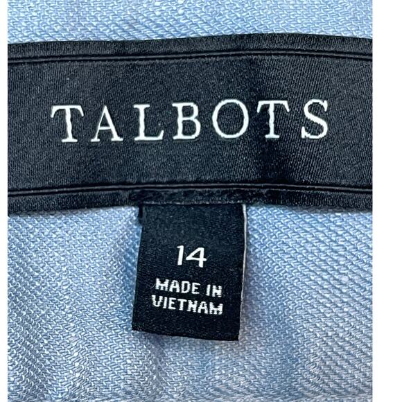 Talbots Linen Blend Wide Leg Pants Women's 14 Blue Trousers Office Dressy Flowy - Picture 3 of 9
